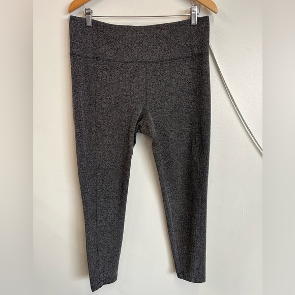 Athleta Gray Delaney Herringbone Pants Women’s Large Fitted Textured Leggings - Picture 3 of 16